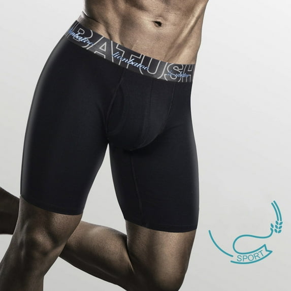 Big & Tall Men's Cotton Boxer Briefs, Black 3XL - Long Length Athletic Underwear, Friction-Reducing, Comfortable Secure Fit for Daily Wear & Workouts