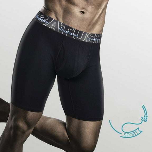 Big & Tall Men's Cotton Boxer Briefs, Black 4XL - Long Length Athletic Underwear, Extra Coverage, Comfortable Secure Fit for Daily & Workouts