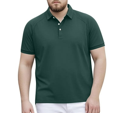 Big Tall Men's Cotton Lapel Polo Shirt Plus Size Loose Fit Short Sleeve Breathable Summer Top