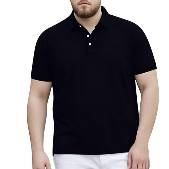 Big Tall Men's Cotton Lapel Polo Shirt Plus Size Loose Fit Short Sleeve Breathable Summer Top