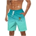 thumbnail image 1 of Big & Tall Men's Gradient Beach Bermuda Shorts 9" Inseam, Summer Casual Quick Dry Stretch Board Shorts with Graphic, Elastic Waist Water Repellent with Pockets, 1 of 5