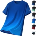 thumbnail image 1 of Big & Tall Men's Gradient Short Sleeve T-Shirts Quick Dry Workout Athletic Tees Running Shirts Moisture Wicking Ice Silk Cooling Tops Summer Basic, 1 of 4