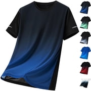 Big & Tall Mens Gradient Short Sleeve T-Shirts Quick Dry Workout Athletic Tees Running Shirts Moisture Wicking Ice Silk Cooling Tops Summer Basic