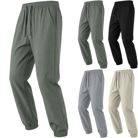 Big & Tall Men's Summer Jogger Sweatpants Tapered Athletic Pants Casual Ribbed Cuff Elastic Waist Drawstring for Workout Running Jogging Fall, Army Green, 5XL
