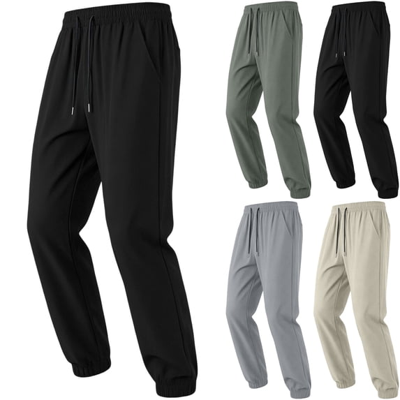 Big & Tall Men's Jogger Sweatpants Tapered Athletic Pants Casual Ribbed Cuff Elastic Waist Drawstring for Workout Running Jogging Fall, Black, 4XL