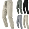 thumbnail image 1 of Big & Tall Men's Jogger Sweatpants Tapered Athletic Pants Casual Ribbed Cuff Elastic Waist Drawstring for Workout Running Jogging Fall, Khaki, XL, 1 of 5
