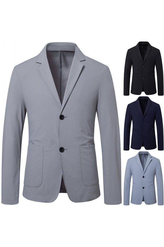 Big & Tall Men's Lightweight Casual Blazer 2 Button Sport Coat Unlined Wrinkle Free Breathable Tech Stretch Travel Jacket with Pockets for Business Office, Gray, XXXXL