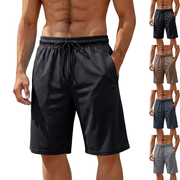 Big & Tall Men's Mesh Athletic Shorts 10" Inseam Summer Workout Knee Length Short Pants Lightweight Breathable with Elastic Waist for Basketball