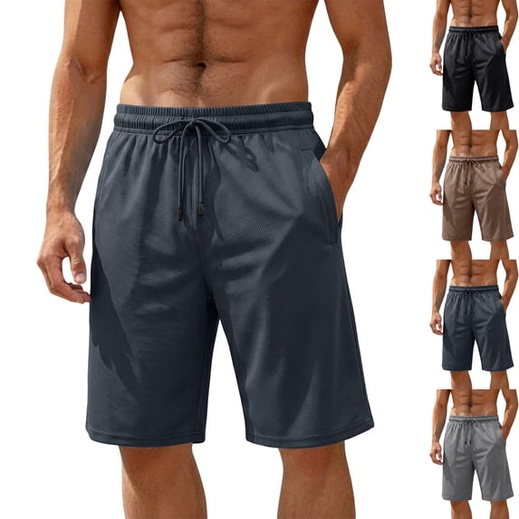 Hatoys Big & Tall Men's Mesh Athletic Shorts 10" Inseam Summer Workout Knee Length Short Pants Lightweight Breathable with Elastic Waist for Basketball