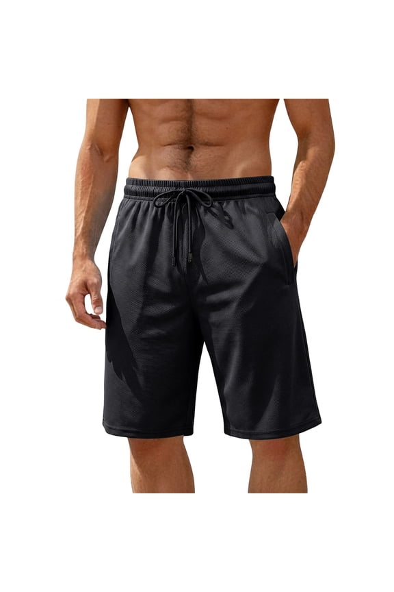 Big & Tall Men's Mesh Athletic Shorts 10" Inseam Summer Workout Knee Length Short Pants Lightweight Breathable with Elastic Waist for Basketball