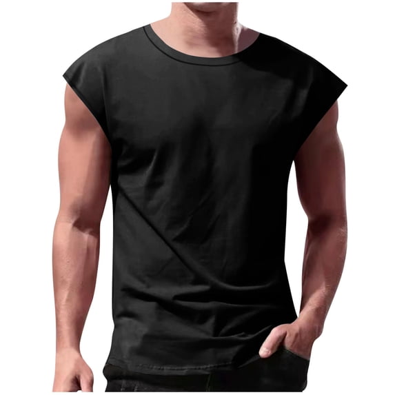 Big & Tall Men's Muscle Fit Sleeveless Workout Shirts Crew Neck Athletic Bodybuilding Tank Tops Summer Lightweight Breathable Training Tees Father's Day Gift