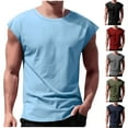 thumbnail image 1 of Big & Tall Men's Muscle Fit Sleeveless Workout Shirts Crew Neck Athletic Bodybuilding Tank Tops Summer Lightweight Breathable Training Tees Father's Day Gift, 1 of 6