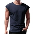 thumbnail image 1 of Big & Tall Men's Muscle Fit Sleeveless Workout Shirts Crew Neck Athletic Bodybuilding Tank Tops Summer Lightweight Breathable Training Tees Father's Day Gift, 1 of 5