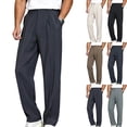thumbnail image 1 of Big & Tall Men's Old Money Style Dress Pants Pleated Front Straight Leg Slacks High Waisted Stretch Golf Trousers for Office Work, Dark Gray, XXXL, 1 of 5