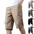 thumbnail image 1 of Big & Tall Men's Outdoor Hiking Cargo Shorts 10" Inseam Twill Texture Short Pants, Comfort Elastic Waist with Belt Loops 6 Pockets Casual Streetwear Summer Beach, 1 of 9