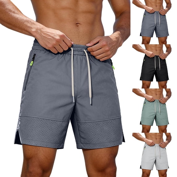 Big & Tall Men's Performance Athletic Shorts 7" Inseam Quick Dry Above Knee Short Pants with Zipper Pockets, Summer Mesh Moisture Wicking Training Workout Wear
