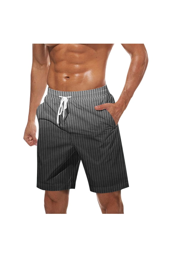 Big & Tall Men's Performance Athletic Shorts 9" Inseam Quick Dry Gradient Pinstripe Short Pants with Pockets Stretch Workout Running Summer Board Shorts