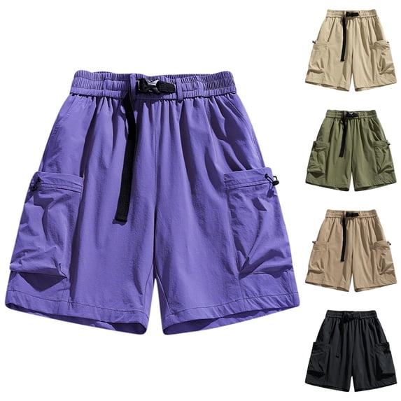 Big & Tall Men's Performance Cargo Shorts with Built-in Belt: 7"/9" Inseam Ripstop Utility Short Pants - Multi Pocket Quick Dry Outdoor for Hiking Fishing Work Travel
