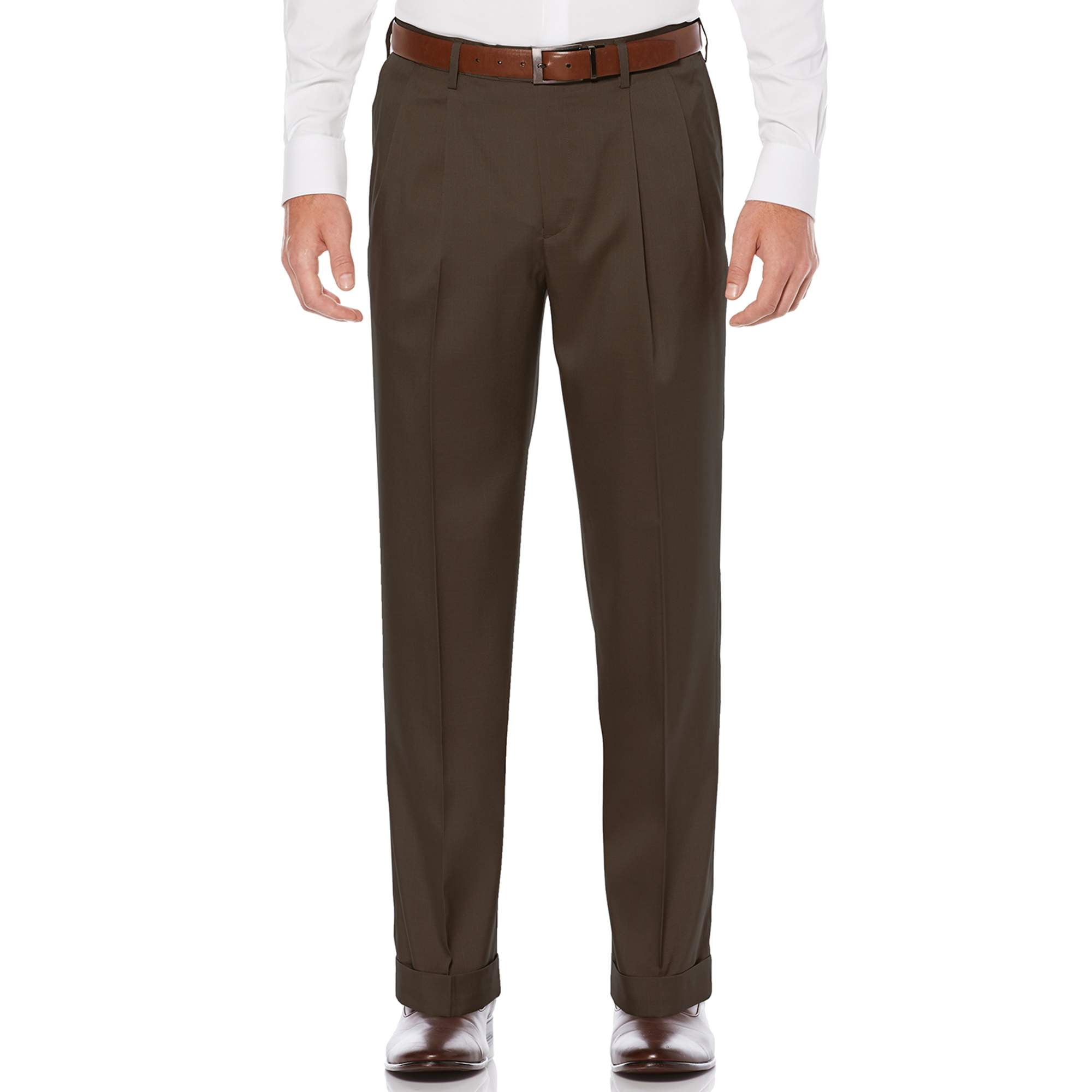 Big & Tall Men's Pleated Stretch Crosshatch Dress Pant 