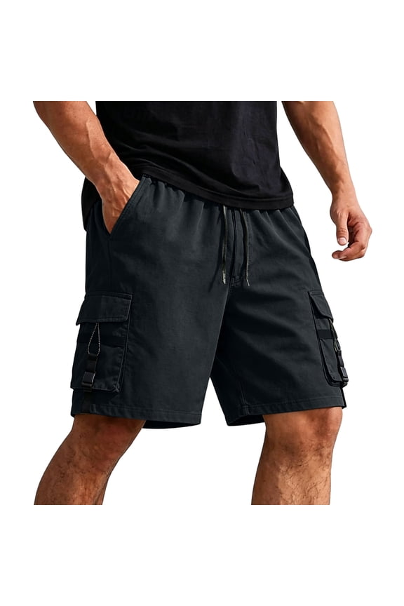 Big & Tall Men's Ripstop Cargo Shorts 5 Pockets 10" Inseam: Casual Summer Classic Fit Elastic Waist Short Pants Knee Length for Work