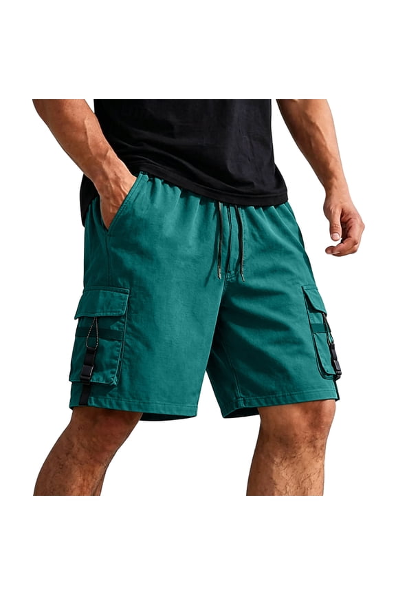 Big & Tall Men's Ripstop Cargo Shorts 5 Pockets 10" Inseam: Casual Summer Classic Fit Elastic Waist Short Pants Knee Length for Work