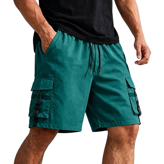 Big & Tall Men's Ripstop Cargo Shorts 5 Pockets 10" Inseam: Casual Summer Classic Fit Elastic Waist Short Pants Knee Length for Work