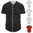 thumbnail image 1 of Big & Tall Men's Short Sleeve Baseball Jersey Mesh Striped Quick Dry Athletic Workout T-Shirt Button Down V Neck Pinstripe Uniform Top for Softball Sports Team, 1 of 5