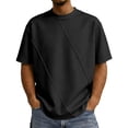 thumbnail image 1 of Big & Tall Men's Short Sleeve Boxy T-Shirts Crew Neck Diamond Grid Seam Pattern Summer Fashion Classic Tops for Father Gift, 1 of 5