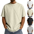thumbnail image 1 of Big & Tall Men's Short Sleeve Boxy T-Shirts Crew Neck Diamond Grid Seam Pattern Summer Fashion Classic Tops for Father Gift, 1 of 5