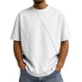 thumbnail image 1 of Big & Tall Men's Short Sleeve Boxy T-Shirts Crew Neck Diamond Grid Seam Pattern Summer Fashion Classic Tops for Father Gift, 1 of 5