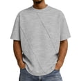 thumbnail image 1 of Big & Tall Men's Short Sleeve Boxy T-Shirts Crew Neck Diamond Grid Seam Pattern Summer Fashion Classic Tops for Father Gift, 1 of 7