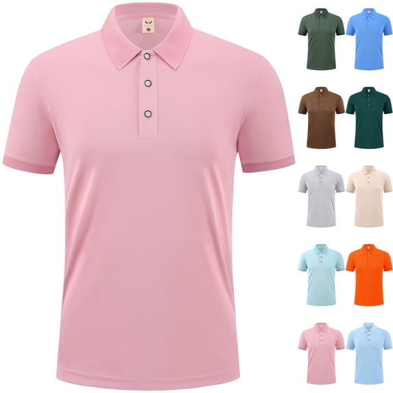 Big & Tall Men's Short Sleeve Business Casual Golf Shirts Pique Regular Fit 3 Button Performance Collared Tops Summer Athletic Tennis Tee Father's Day Gift