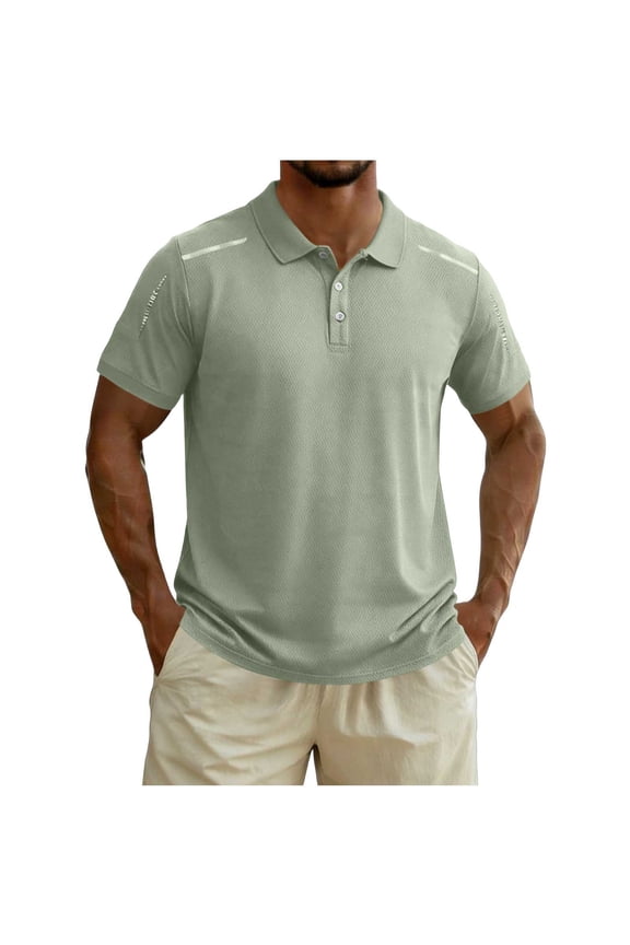 Big & Tall Men's Short Sleeve Golf Shirts Muscle Fit Performance Graphic Athletic Tee Quick Dry Textured 3-Button Casual Workout Top