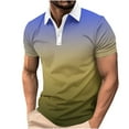 thumbnail image 1 of Big & Tall Men's Short Sleeve Gradient Golf Shirts 3 Button Pique Collared T-Shirt Quick Dry Performance Athletic Tennis Tops Summer Father's Day Gift, 1 of 5