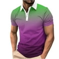 thumbnail image 1 of Big & Tall Men's Short Sleeve Gradient Golf Shirts 3 Button Pique Collared T-Shirt Quick Dry Performance Athletic Tennis Tops Summer Father's Day Gift, 1 of 5