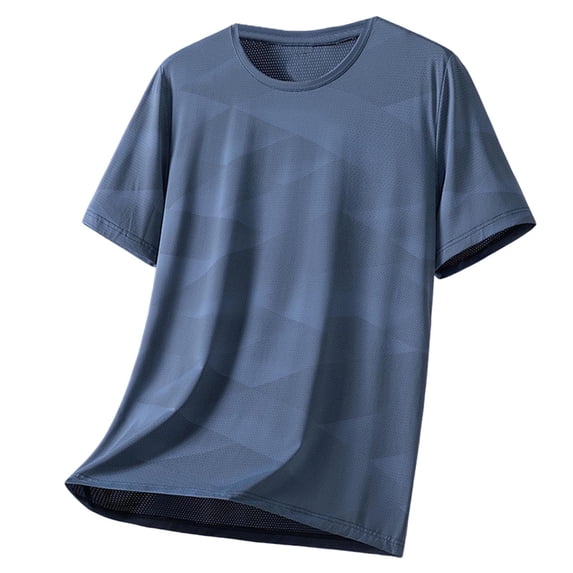 Big & Tall Men's Short Sleeve Jacquard T-Shirts Quick Dry Performance Athletic Workout Tops Breathable Mesh Crew Neck Regular Fit Weightlifting Basketball Shirts