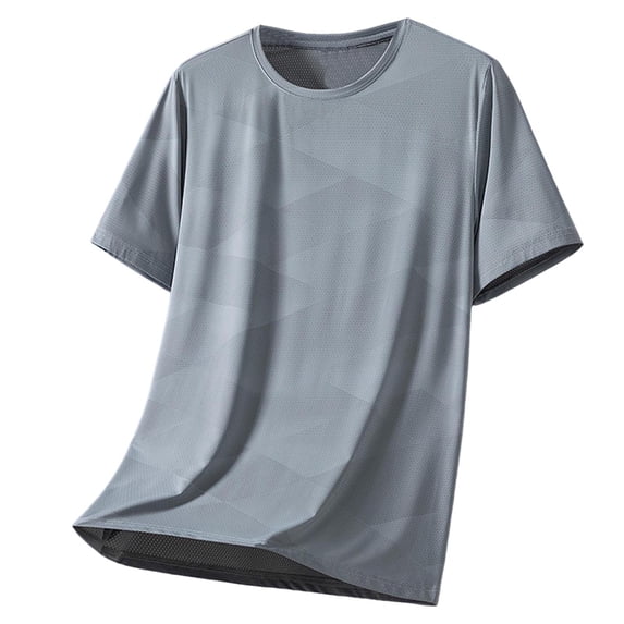Big & Tall Men's Short Sleeve Jacquard T-Shirts Quick Dry Performance Athletic Workout Tops Breathable Mesh Crew Neck Regular Fit Weightlifting Basketball Shirts