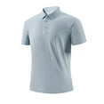 thumbnail image 1 of Big & Tall Men's Short Sleeve Pique Golf Shirts Solid Regular Fit 3 Button Collared Tops Lightweight Breathable Outdoor Tee Summer Vacation Father's Day Gift, 1 of 8