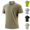 thumbnail image 1 of Big & Tall Men's Short Sleeve Pique Golf Shirts Solid Regular Fit 3 Button Collared Tops Lightweight Breathable Outdoor Tee Summer Vacation Father's Day Gift, 1 of 9