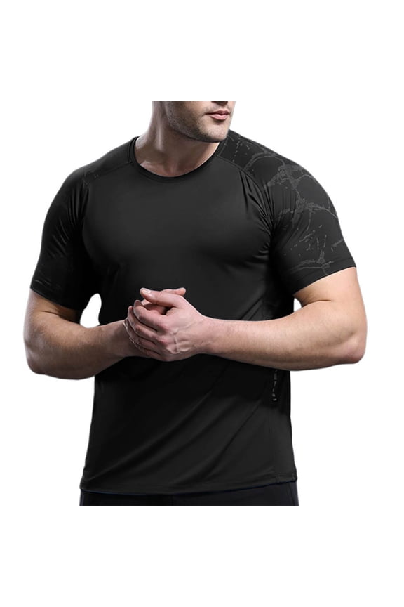 Big & Tall Men's Short Sleeve T-Shirts Quick Dry Muscle Fit Graphic Marble Print Training Workout Performance Tech Tee Raglan Sleeve Moisture Wicking Athletic Top