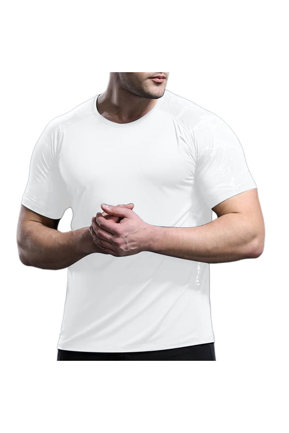 Big & Tall Men's Short Sleeve T-Shirts Quick Dry Muscle Fit Graphic Marble Print Training Workout Performance Tech Tee Raglan Sleeve Moisture Wicking Athletic Top