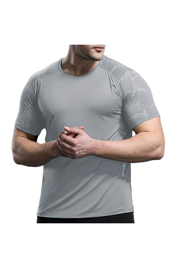 Big & Tall Men's Short Sleeve T-Shirts Quick Dry Muscle Fit Graphic Marble Print Training Workout Performance Tech Tee Raglan Sleeve Moisture Wicking Athletic Top