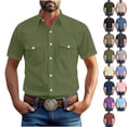 thumbnail image 1 of Big & Tall Men's Short Sleeve Western Shirts Textured Casual Button Down Country Concert Tops with Two Pockets Regular Fit Cowboy Rodeo Apparel Father's Day Gift, 1 of 7