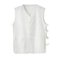thumbnail image 1 of Big & Tall Men's Sleeveless Frog Button Tank Tops with Pockets Summer Loose Fit Chinese Style Open Side Breathable Shirts Beach Yoga Casual Muscle Workout Tops, 1 of 3