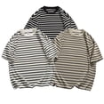 thumbnail image 1 of Big & Tall Men's Striped Short Sleeve T-Shirts Casual Crew Neck Loose Fit Vintage Tees Summer Beach Vacation Everyday Pullover Tops Father's Day Gift, 1 of 4