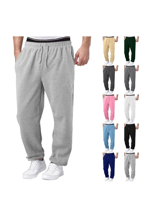 Big & Tall Men's Sweatpants - Mens Joggers with Pockets Open Bottom Athletic Pants, Drawstring Elastic Waist Black 2XL
