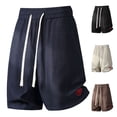 thumbnail image 1 of Big & Tall Men's Textured Beach Shorts Wide Leg 10" Inseam Quick Dry Short Pants Elastic Waist Drawstring for Vacation with Pockets, 1 of 9