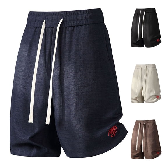 Big & Tall Men's Textured Beach Shorts Wide Leg 10" Inseam Quick Dry Short Pants Elastic Waist Drawstring for Vacation with Pockets