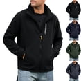 thumbnail image 1 of Big & Tall Men's Warm Sherpa Fleece Lined Jacket Thermal Heavyweight Full Zip Stand Collar Outerwear Coat with Pockets for Hiking Cold Weather, Black, 4XL, 1 of 10