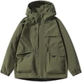 thumbnail image 1 of Big & Tall Men's Waterproof Windbreaker Utility Hooded Tactical Coat Shell Jacket Outdoor Hiking Travel with Cargo Pockets for Fall, Army Green, 4XL, 1 of 9
